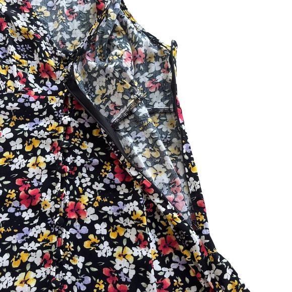 Forever 21 Sunny Spot Collection Women M Black Red Multi Floral Woven Tank Dress - Picture 10 of 13